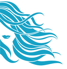 Vector hair salon icon. Beautiful abstract girl with long wavy hair. Beauty design element