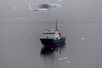 Expedition ship in Antarctic sea