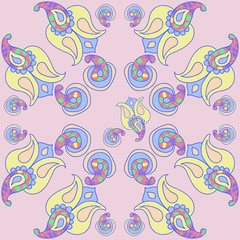 Floral oriental pattern, abstract  spots . Hand drawn.