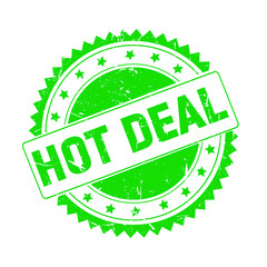 Hot Deal green grunge stamp isolated