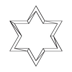 Isolated golden jewish star icon
