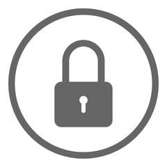 Closed padlock icon in circle. Vector.