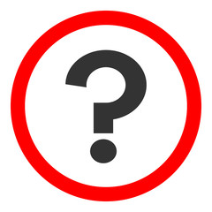 Question mark (FAQ) in red circle. Vector icon.