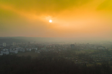 Luftaufnahme mit Blick auf einen Stuttgarter Stadtteil