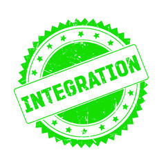 Integration green grunge stamp isolated