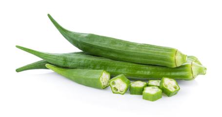 fresh okra isolated on white background