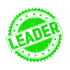 Leader green grunge stamp isolated
