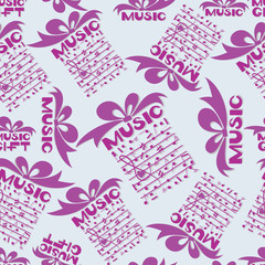 Musical gift. Notes. Design for the cover of the concert program of classical music, music festival, background image for textiles, wrapping paper, packaging of musical instruments.