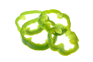 Bell pepper slices isolated on the white background