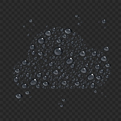 Abstract water drops in form of a cloud shape, isolated on black