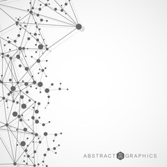 Geometric abstract background with connected line and dots. Structure molecule and communication. Big Data Visualization. Medical, technology, science background. Vector illustration.