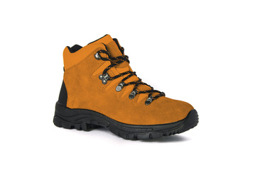 men's boot isolated on white background. Winter mountain shoes isolated 