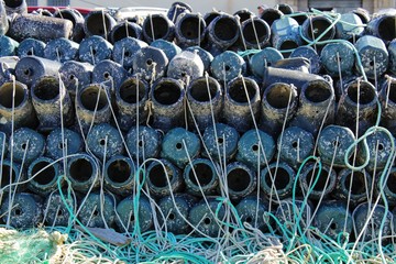 Traps to fish octopus and nets in the pier of Santa Pola © SoniaBonet