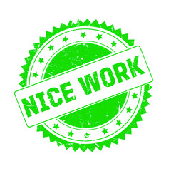 Nice Work green grunge stamp isolated