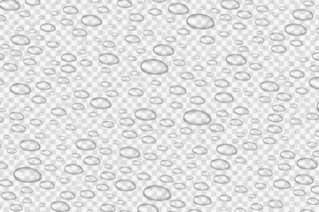 Vector realistic isolated isometric water droplets for decoration and covering on the transparent background.