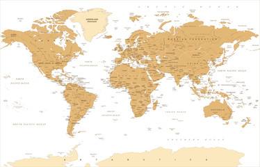 Fototapeta na wymiar Political Vintage Golden World Map Vector