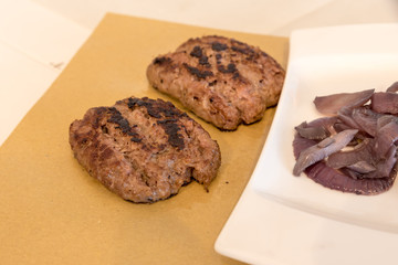 Piadina Romagnola with sausage and onion