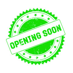 Opening Soon green grunge stamp isolated