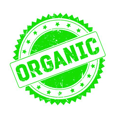 Organic green grunge stamp isolated