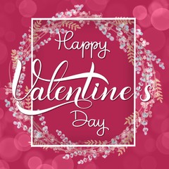 Obraz premium Happy Valentines Day romantic text, Calligraphic i loveyou lettering.