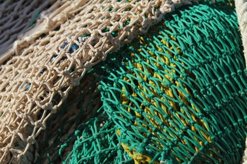 Fishing nets background in the port