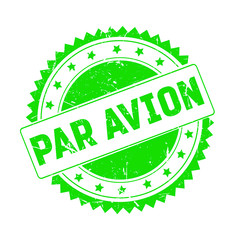 Par Avion green grunge stamp isolated