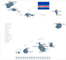 Cape Verde - map and flag Detailed Vector Illustration