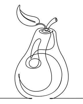 Pear Continuous Line Vector