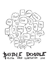 Fototapeta na wymiar Bubble speech doodle illustration circle form on a4 paper wallpaper line sketch style eps10