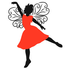 Beautiful young winged princess, dancing