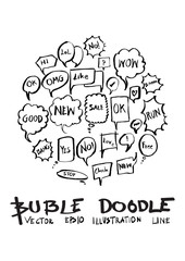 Bubble speech doodle illustration circle form on a4 paper wallpaper line sketch style eps10