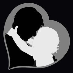 A child embraces his mother, heart