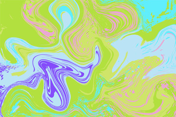 Obraz na płótnie Canvas Green violet digital marbling. Abstract marbled texture. Liquid paint abstraction.