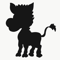 Fototapeta na wymiar Black silhouette of a funny donkey