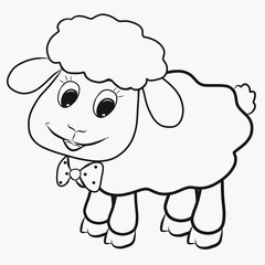 Funny little fluffy lamb, coloring