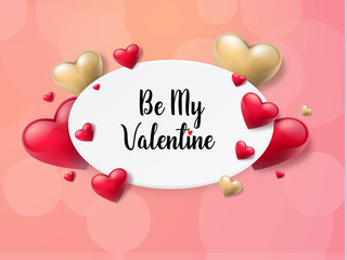 2018 Valentine's day background with textbox and beautifull hearts. Vector illustration