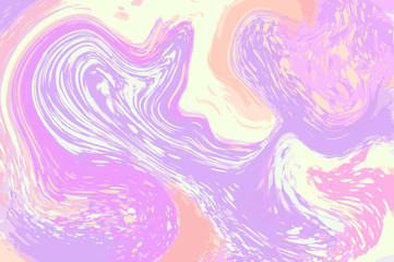Pastel violet yellow digital marbling. Elegant marbled vector background.