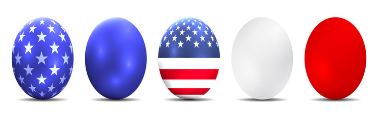 Luxury shiny colorful easter eggs with american flag. Ostereier, Eier, Ostern, nebeneinander, farbig, bunt, gefärbte.