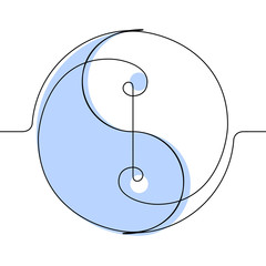 Yin Yang Continuous Line Vector Icon