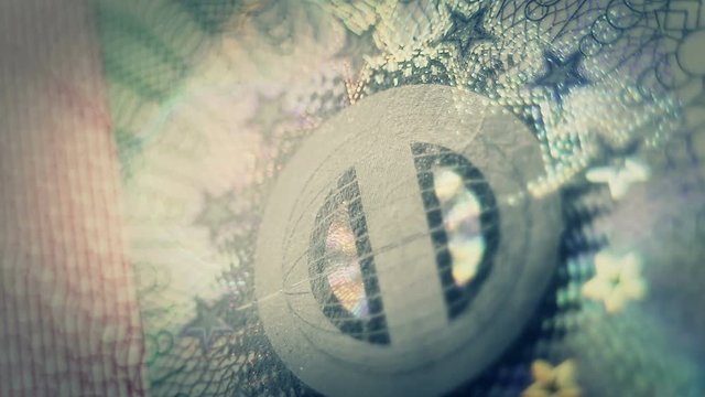 Passport of the traveler. Business visa. European Union. Visa control. Hologram and watermarks are a counterfeit protection.