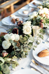 flower centerpiece of dinner table