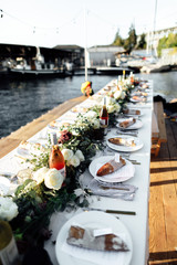 tablescape dinner with bread and wine