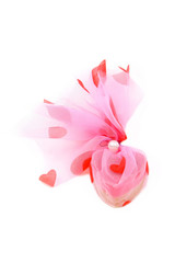 Handmade soap in the form of heart isolated white background.