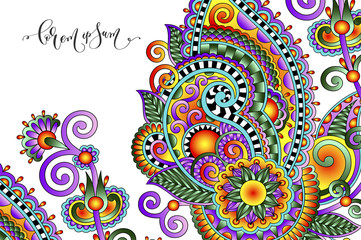 paisley flower pattern in ethnic style