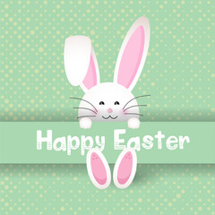 Obraz premium Cute Easter bunny on polka dot background