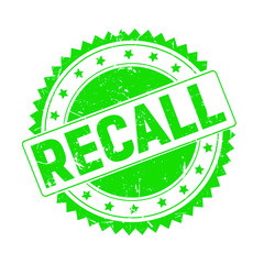 Recall green grunge stamp isolated