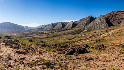Panoramic of the valley of Toro Toro in Bolivia. Detail of the geological formations