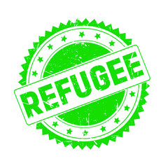 Refugee green grunge stamp isolated
