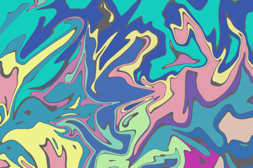Blue and teal digital marbling. Abstract marbled backdrop. Liquid paint abstraction.