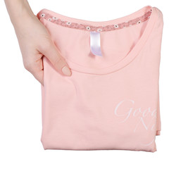 Cotton T-shirt for sleeping lace pajamas in hand